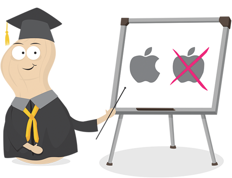 Junior Graphic Designer: Graduate nut presenting correct apple logo
