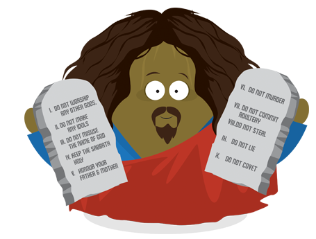 Our Values: Nutty Jesus holing the 10 commandments